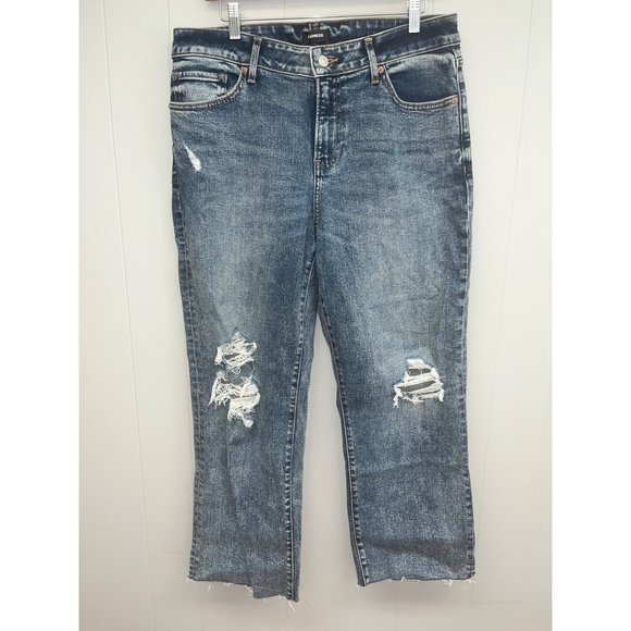 Express Womens Jeans 90s Ankle Boot Mid Rise Size 10R Frayed Distressed‎ - Picture 1 of 9